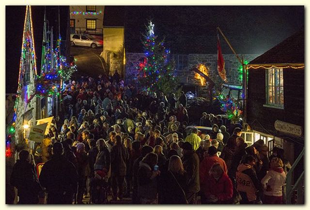 Christmas lights in Cadgwith Cove